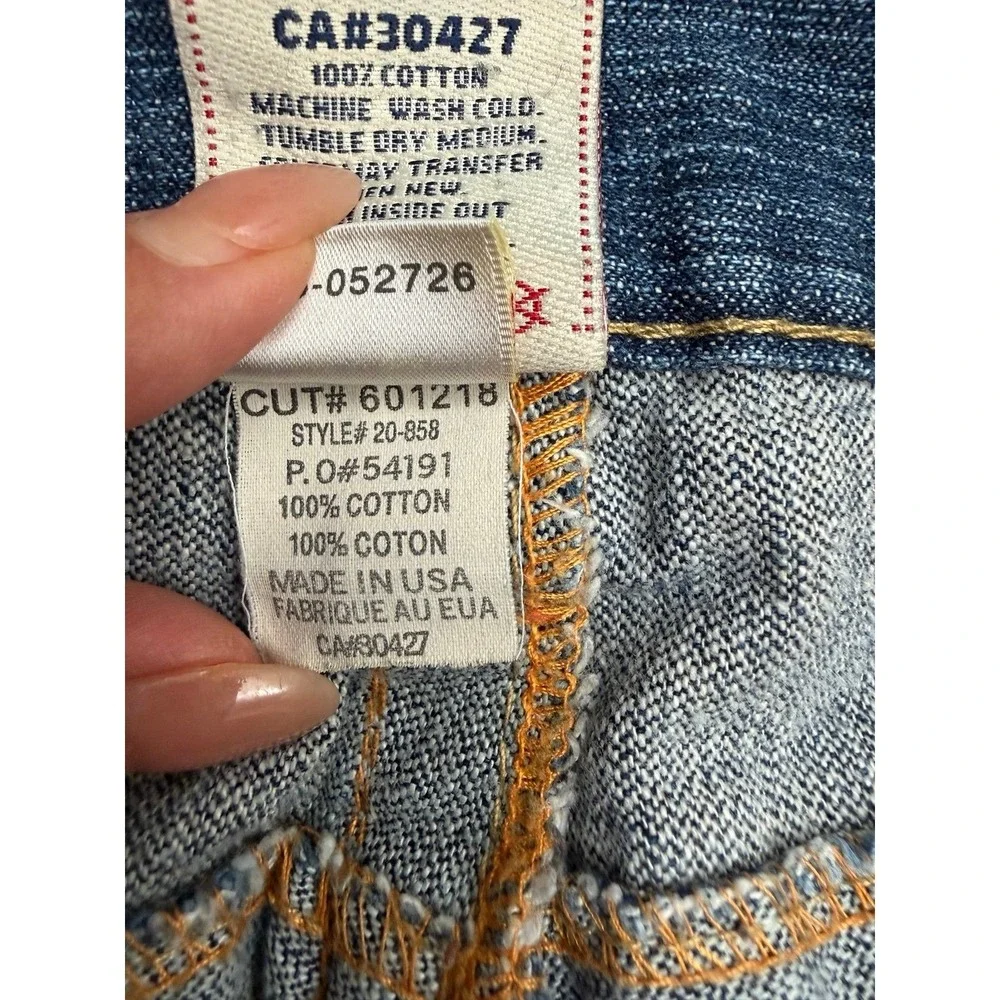 True Religion Billy Jeans Shorts Men 34 Made USA Distressed Cutoff Raw Hem Denim